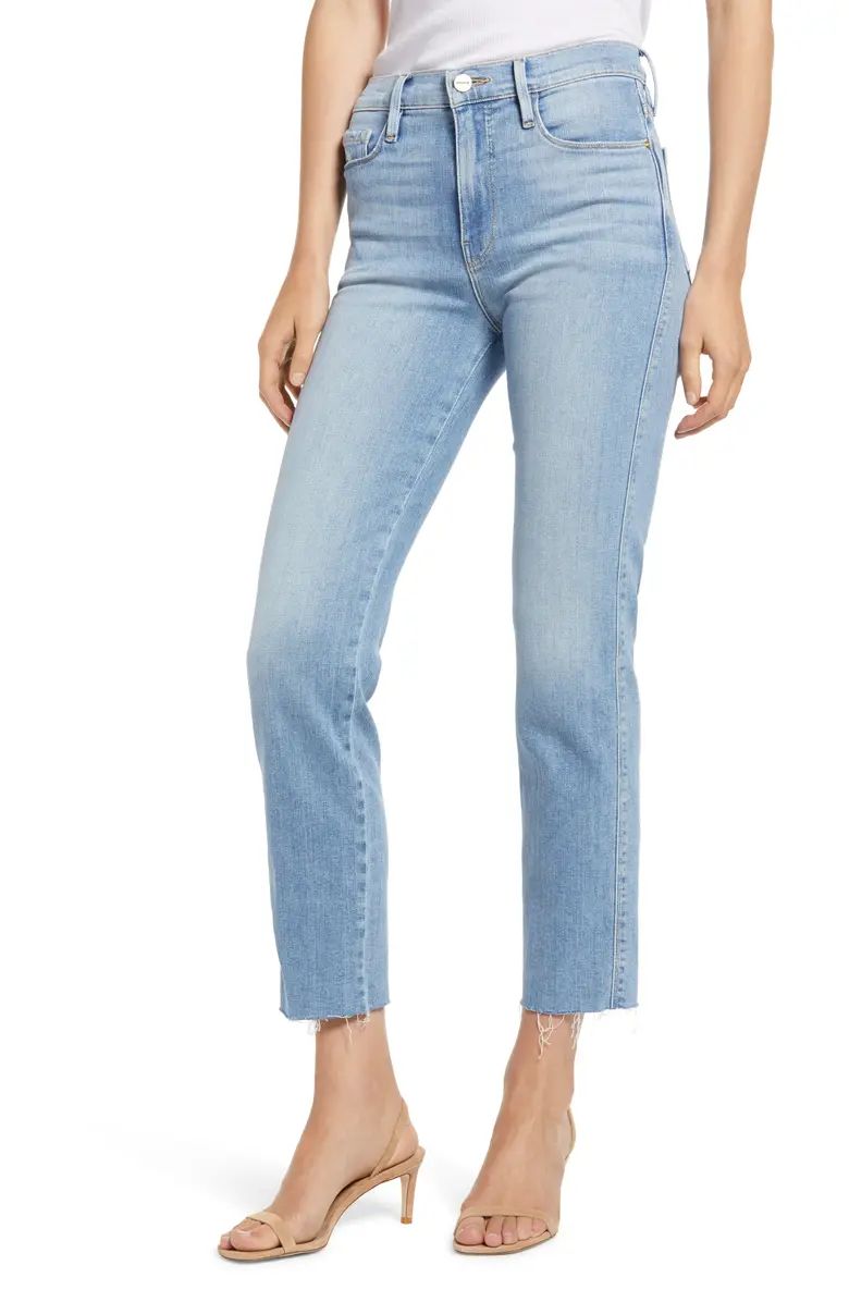 Le Sylvie High Waist Raw Hem Crop Jeans | Nordstrom