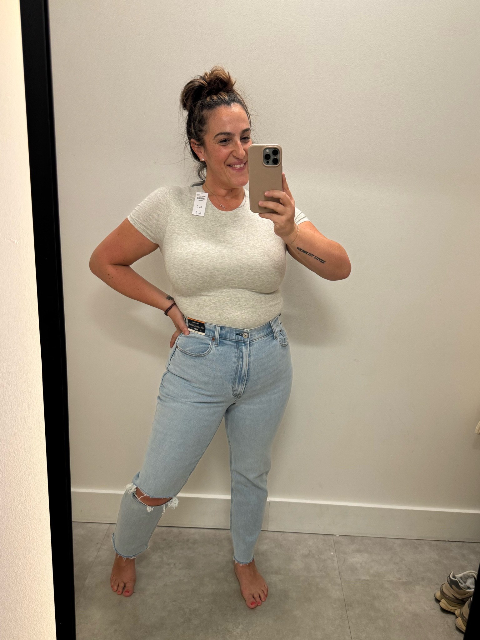 My favorite Abercrombie jeans, ankle straight! I’m in my true size but I’d size up if in between. I went with the curve love!

#LTKSpringSale #LTKmidsize #LTKstyletip