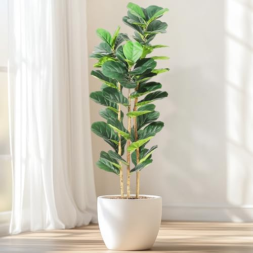 GarveeHome 5 ft Faux Fiddle Leaf Fig Tree with White Pot, Faux Trees with Artificial Plants 56 Fi... | Amazon (US)