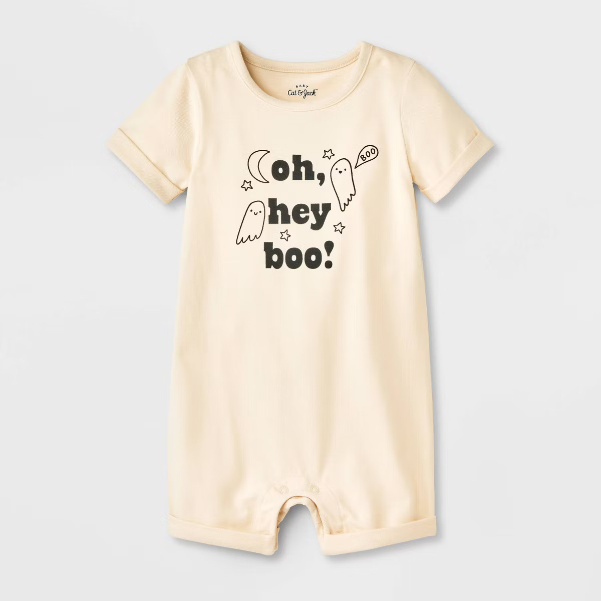 Baby Halloween Oh Hey Boo Short-Sleeve Romper - Cat & Jack™ Cream | Target