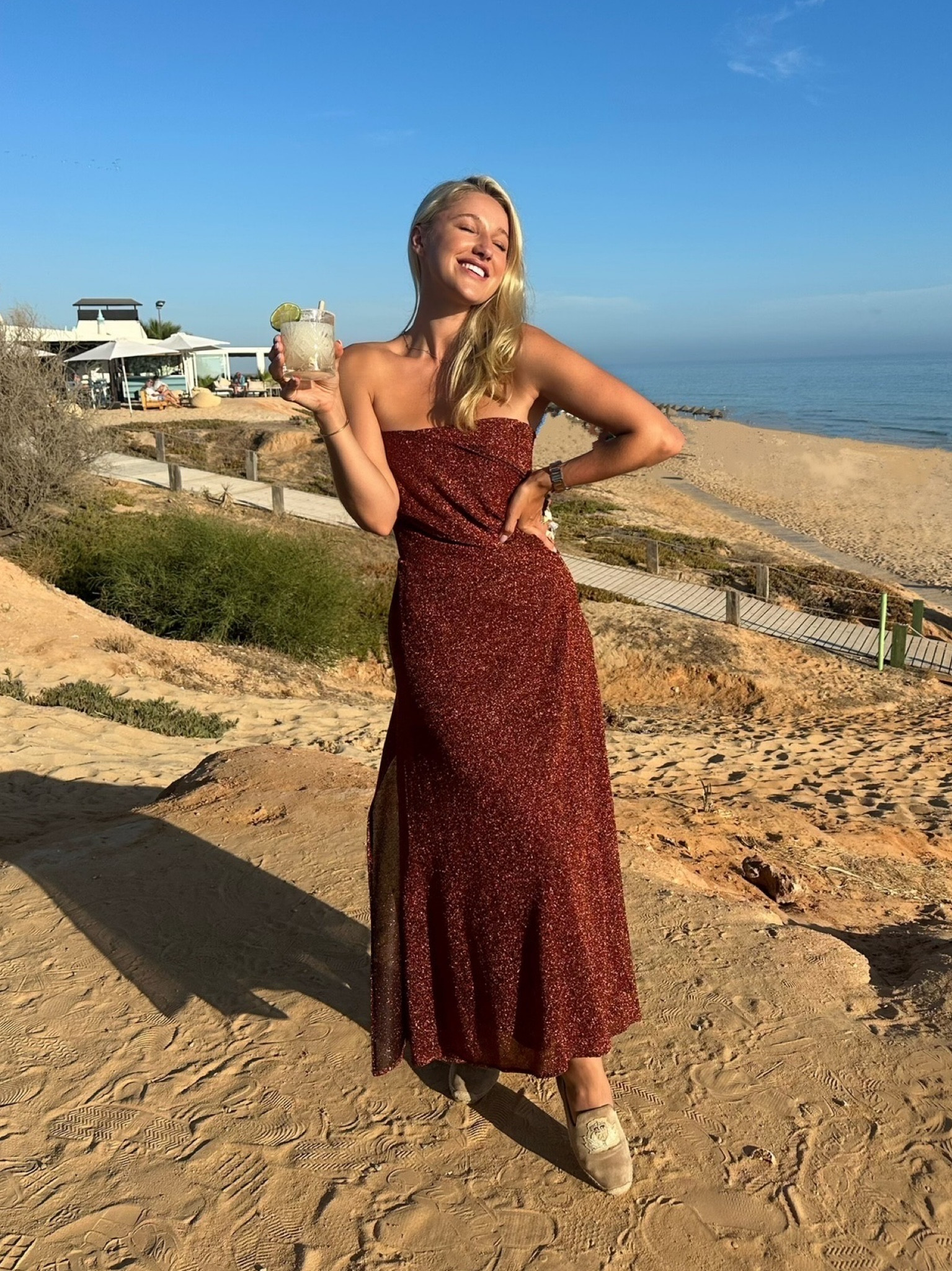 Glittery bronze maxi dress, strapless dress, beach outfit, formal dress, bronze outfit, espadrilles, summer style, holiday dress, golden hour, sundress, maxi dress, evening outfit  

#LTKstyletip #LTKeurope #LTKSeasonal
