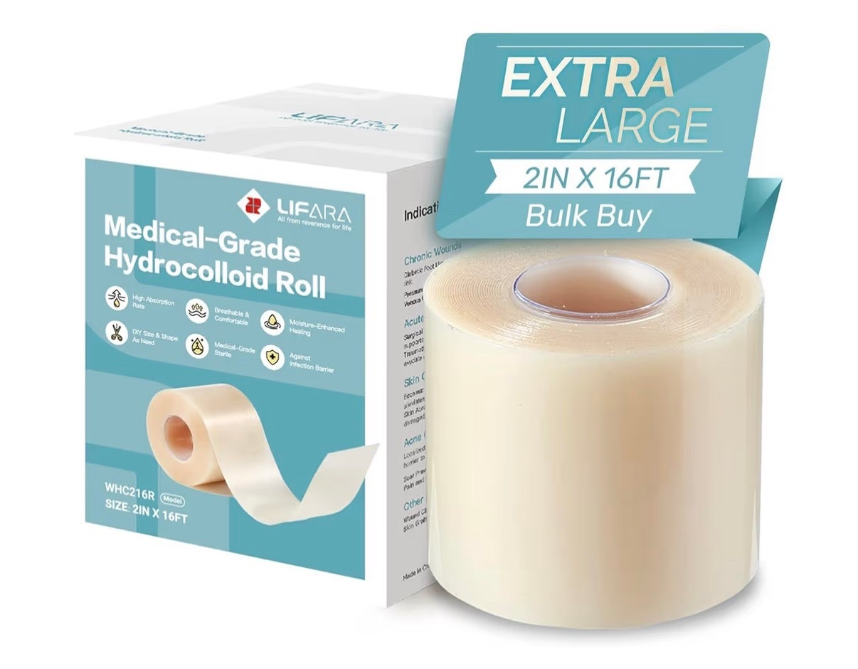 LIFARA Hydrocolloid Roll for Wound Care - Cut-to-Size, Hydrocolloid Patch Bandages with Self-Adhesive, Ultra Absorbent & Waterproof, First Aid Kit Essential (11.8mil/ 0.3mm Thickness, 2in*16ft)

#LTKBeauty