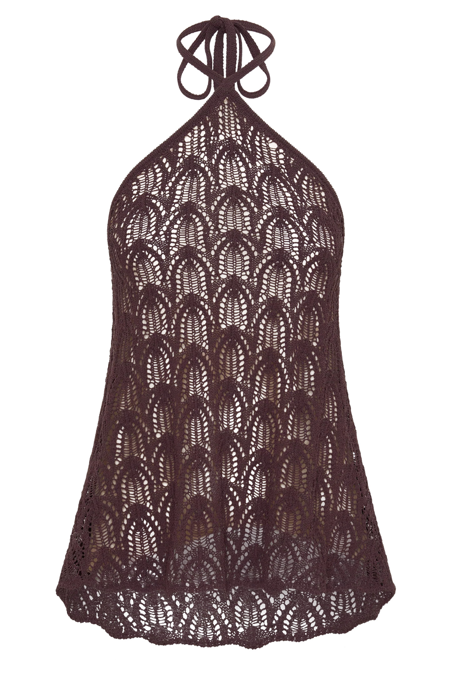 Corey Crochet Halter Neck Top - Chocolate | MESHKI US
