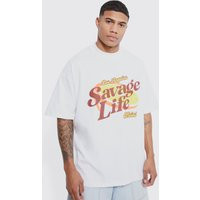 Mens Oversized Graphic T-Shirt - Cream - S | boohoo (US & Canada)