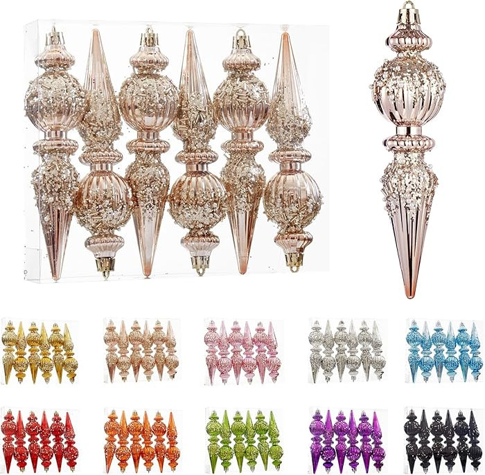 Champagne Gold Christmas Ornaments Set,6 Pack Plastic Shatterproof Christmas Ball Hanging Ornamen... | Amazon (US)