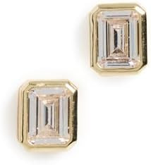 SHASHI Women's Emerald Baguette Studs, Crystal, Clear, Gold, One Size | Amazon (US)
