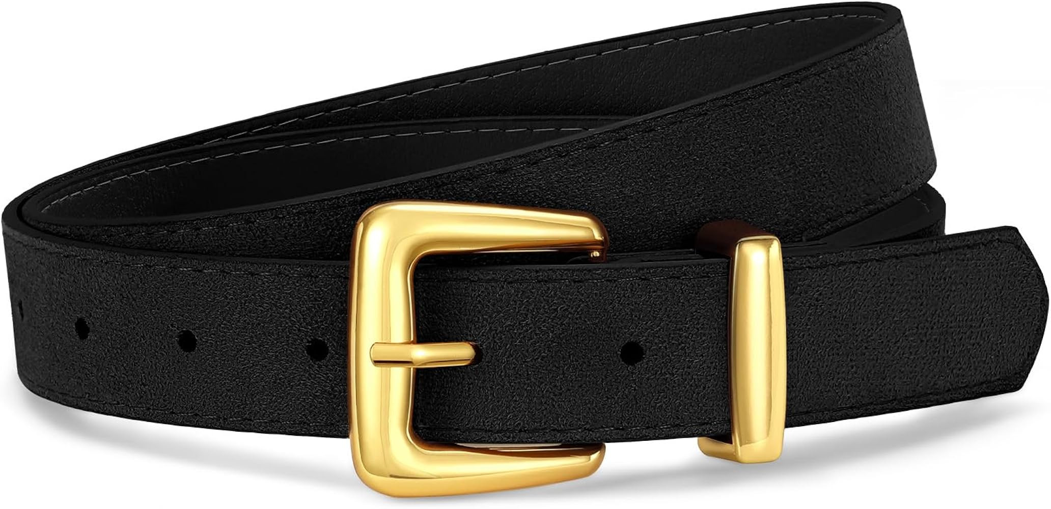 WHIPPY Women Suede Belt for Jeans Pants Casual Fashion Ladies Waist Belts with Retro Gold Buckle | Amazon (US)