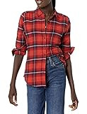 Amazon Brand - Goodthreads Women's Flannel Slim Fit Long Sleeve Shirt, Red Scottish Plaid, X-Large | Amazon (US)