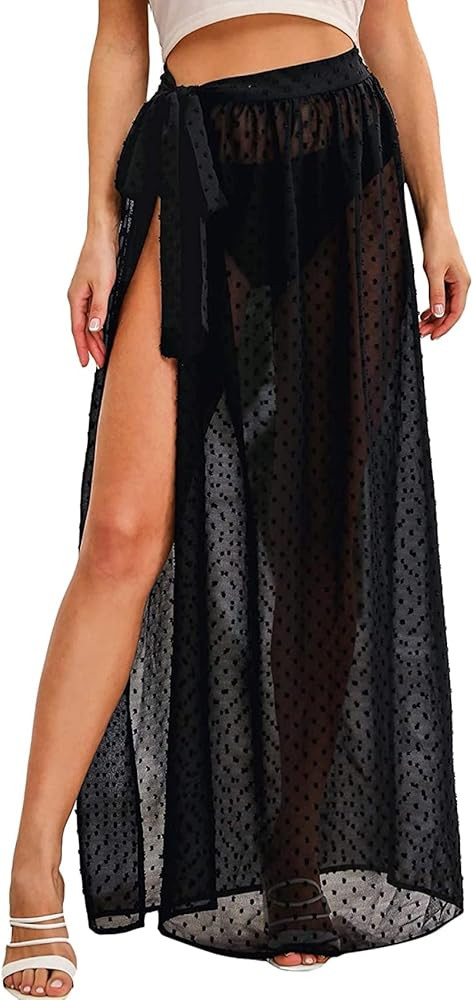 Floerns Women's Sheer Beach Swimwear Cover Up Wrap Skirt | Amazon (US)
