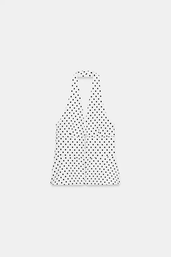 STRETCH HALTER NECK TOP WITH DOTS | Zara UK