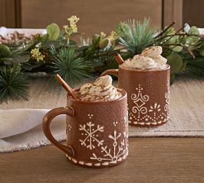 Gingerbread Stoneware Mugs - Set of 2 | Pottery Barn CA