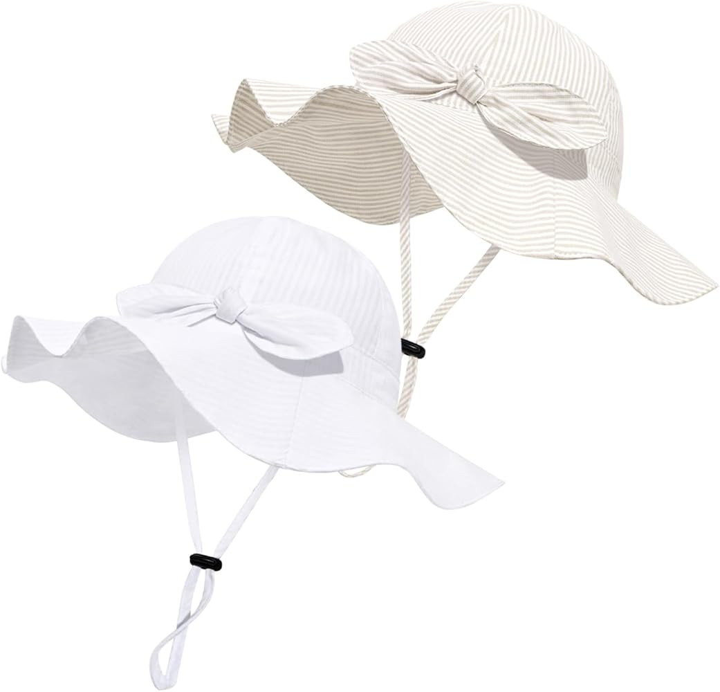 Baby Girl Sun Hat with UPF 50+ Outdoor Adjustable Beach Hat with Wide Brim Bucket Hats | Amazon (US)