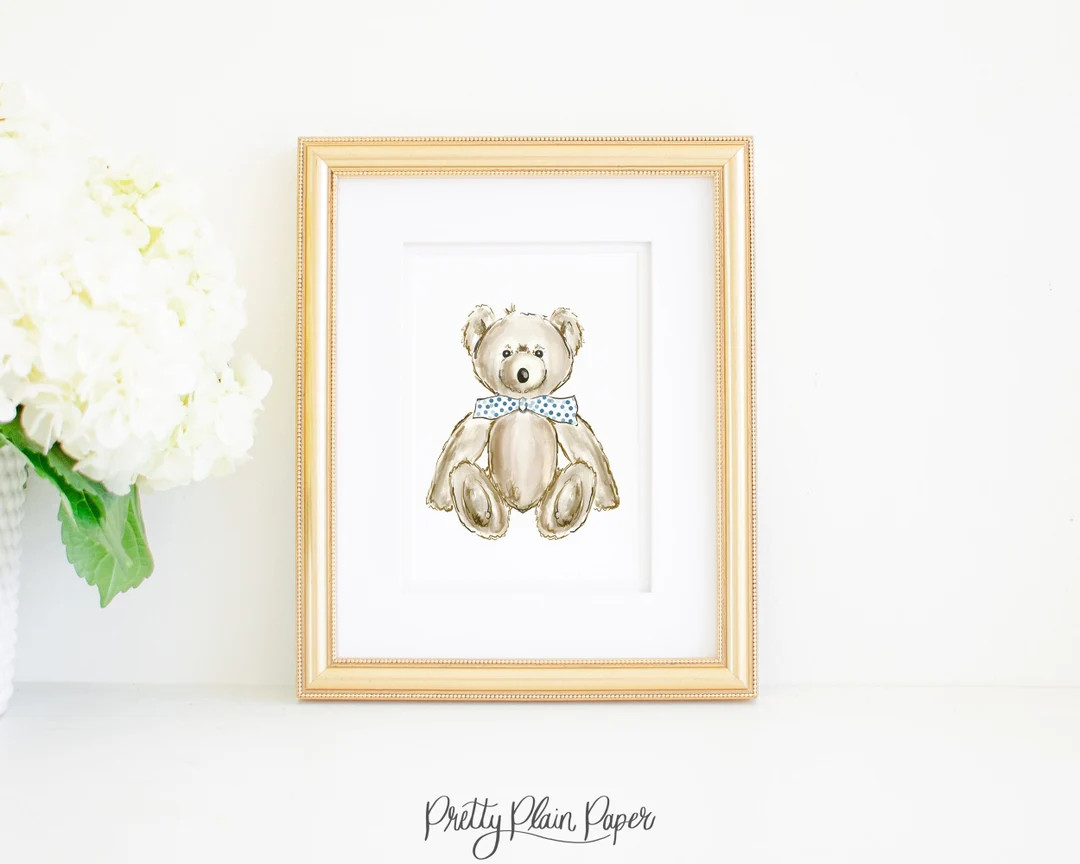 Watercolor Teddy Bear Print 8x10 or 16x20 Printable - Etsy | Etsy (US)