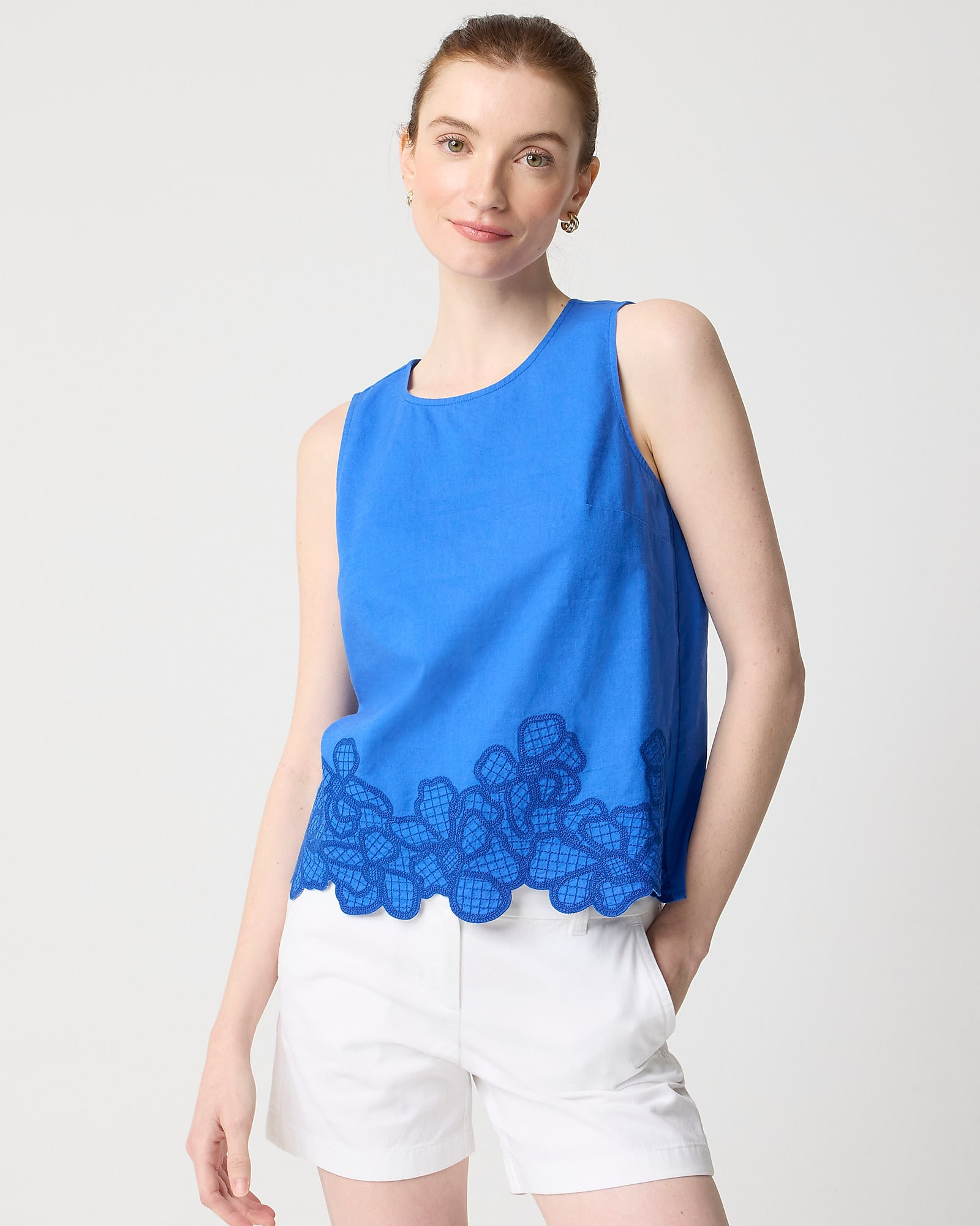 Embroidered-trim shell | J.Crew Factory