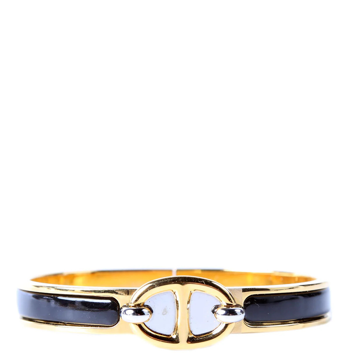 Chaine D'Ancre Enamel Bangle Bracelet Gold/Black | Keeks Designer Handbags