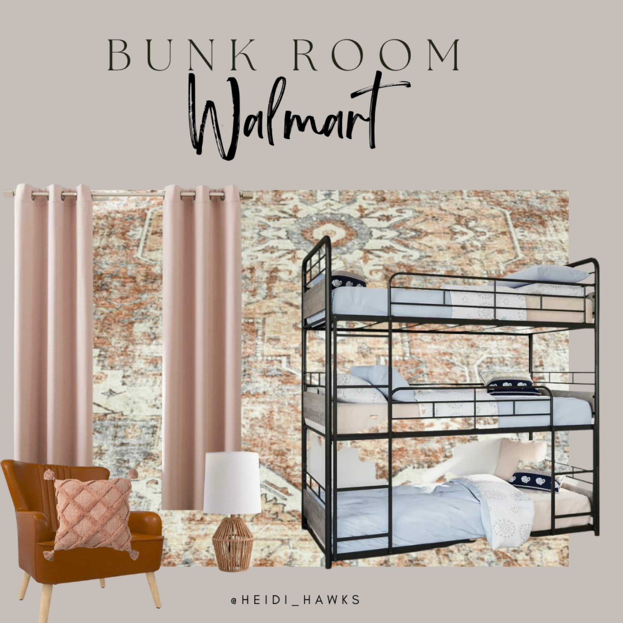 I’m making a bunk room on a budget at grandma’s house and found everything at Walmart! I’m super impressed with the quality of these Better Homes and Garden triple bunk beds! They’re only $200! I ordered two sets for the room. 

Kids bedroom
Bunk room
Walmart home
Better homes & gardens
Fall rug
Curtains
Leather arm chair
Bedroom makeover
Budget bedroom 

#LTKhome #LTKFind #LTKkids