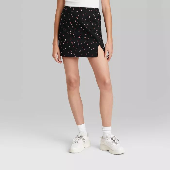 Women&#39;s Notch Front Mini Skirt - Wild Fable&#8482; Black Floral 4 | Target