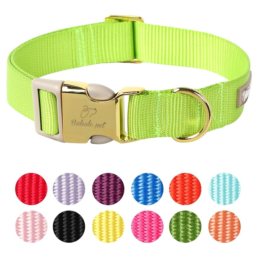 Nylon Dog Collar - Adjustable Fluorescent Green Soft Webbing Dog Collars for Small Medium Large D... | Amazon (US)
