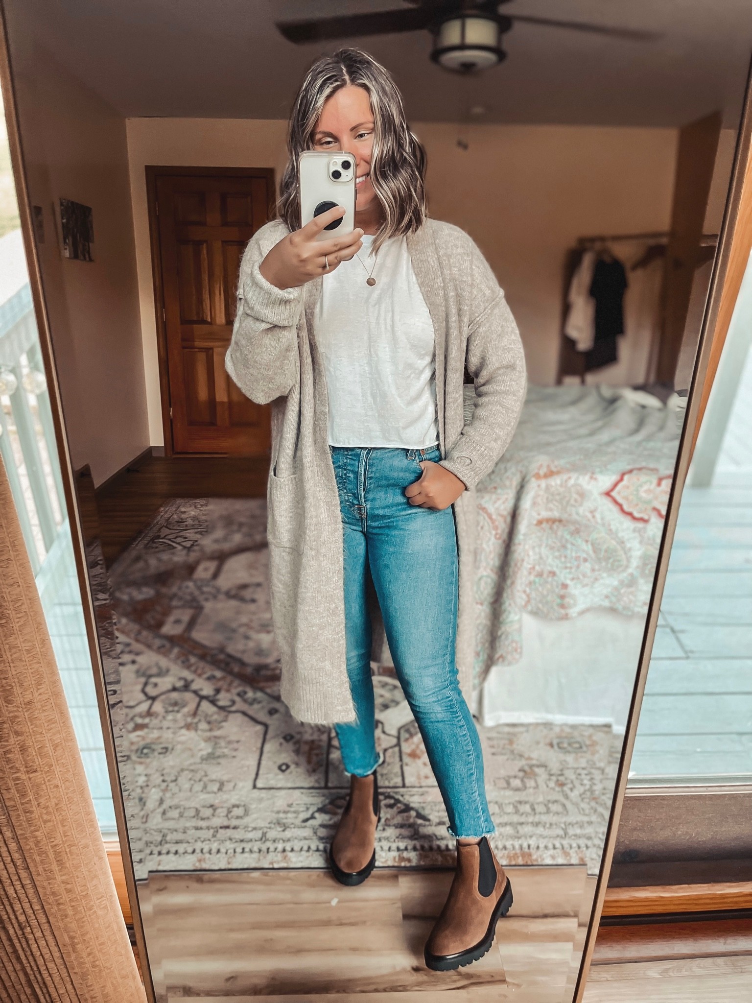 A simple and cute chelsea boots look! Love these brown lug sole chelsea boots. Stay true to size!

#LTKshoecrush #LTKstyletip #LTKSeasonal