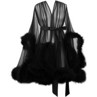 Mid Length Bridal Marabou Tulle Night Gown With Feather - Bachelore Party Robe | Etsy (US)