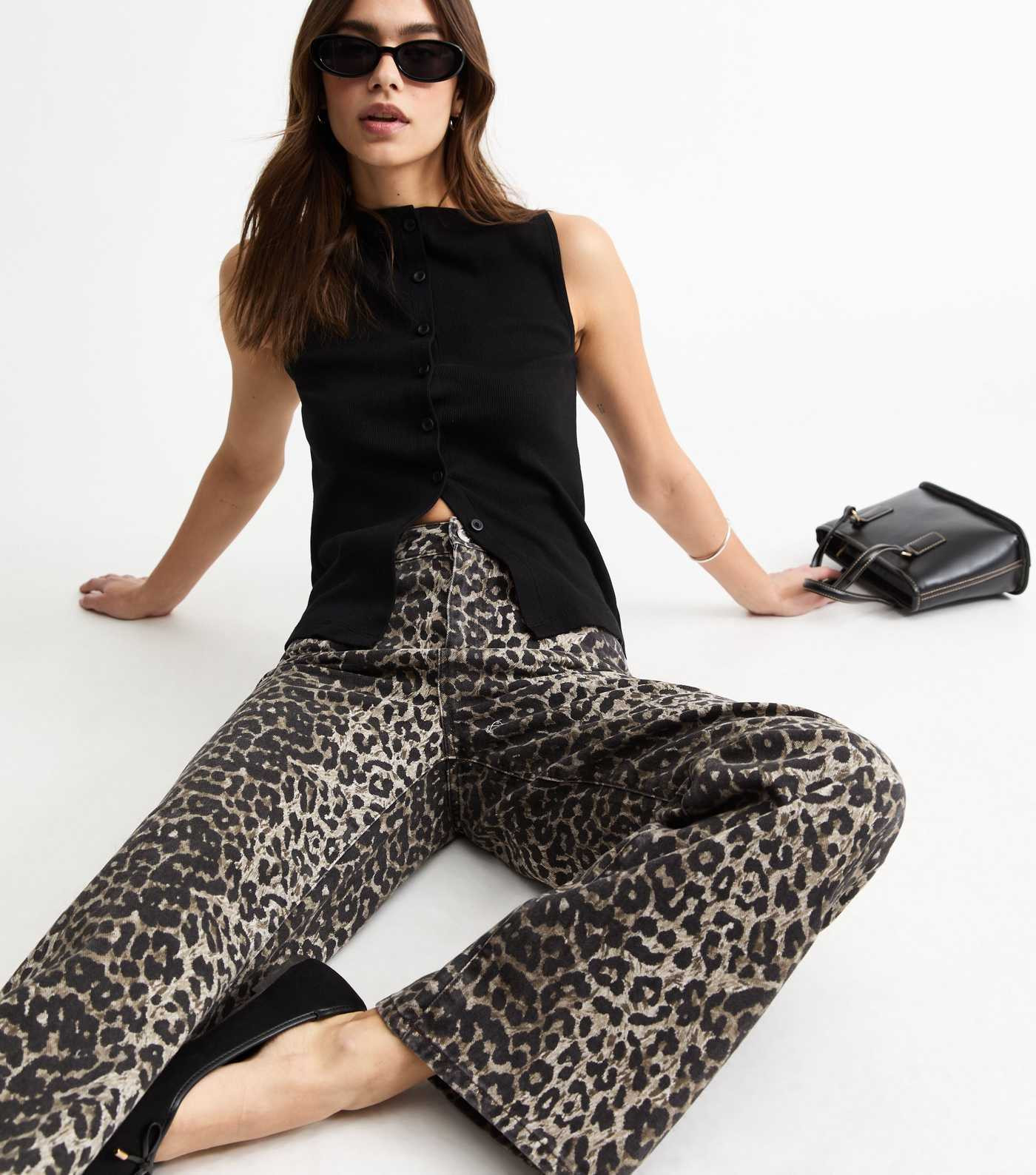 Brown Leopard Print Adalae Wide Leg Jeans
						
						Add to Saved Items
						Remove from Saved... | New Look (UK)