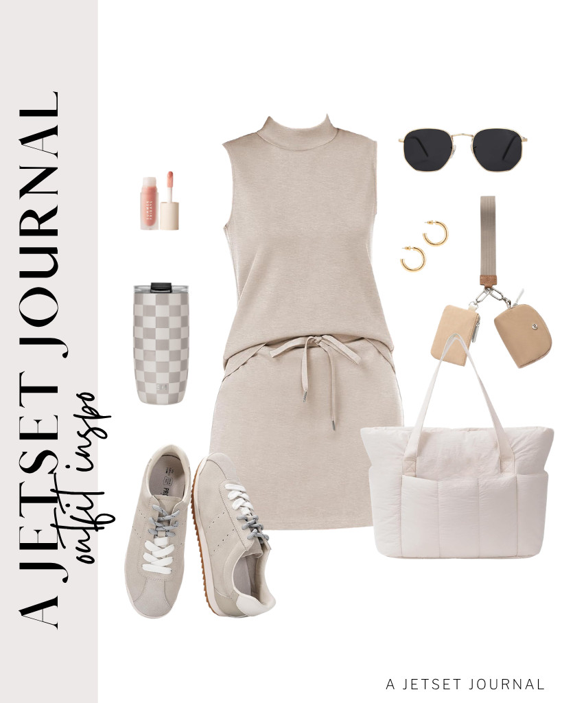 A beige two-piece skirt outfit pairs well with sneakers and this puffer tote bag. You can use these polarized sunnies and open hoop earrings to accessorize this fit.


#LTKSeasonal #LTKSaleAlert #LTKTravel 

 