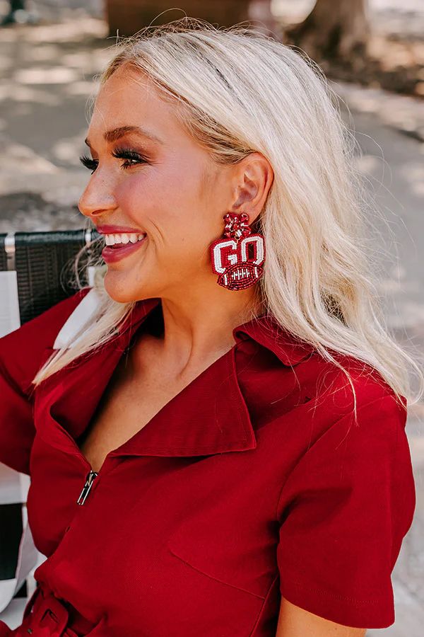 Go Team Beaded Earrings In Red | Impressions Online Boutique