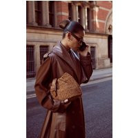 Brown Textured Buckle Front Slouchy Clutch Bag | PrettyLittleThing UK