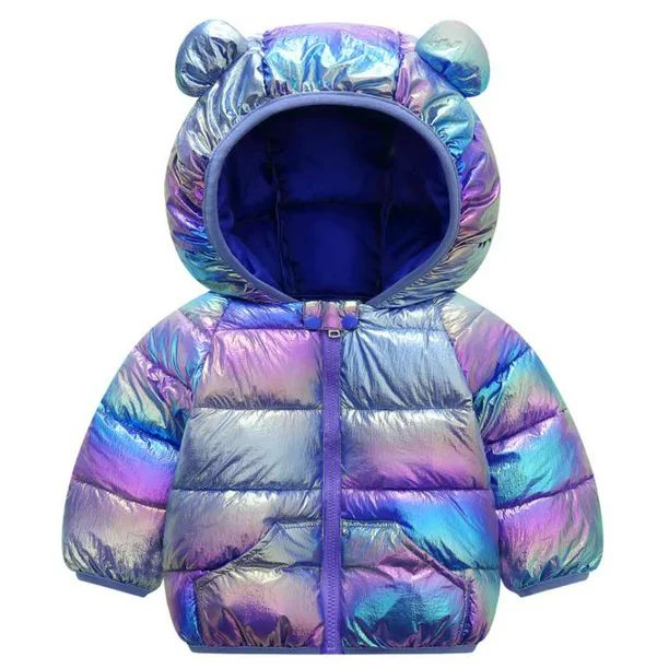 Winter Toddler Kids Little Boys Girls Dazzle Color Puffer Coat Bear Ear Hooded Jacket - Walmart.c... | Walmart (US)