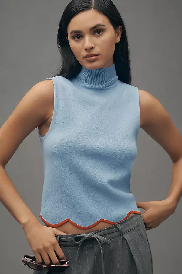 Maeve Scalloped Turtleneck Sweater Tank Top | Anthropologie (US)