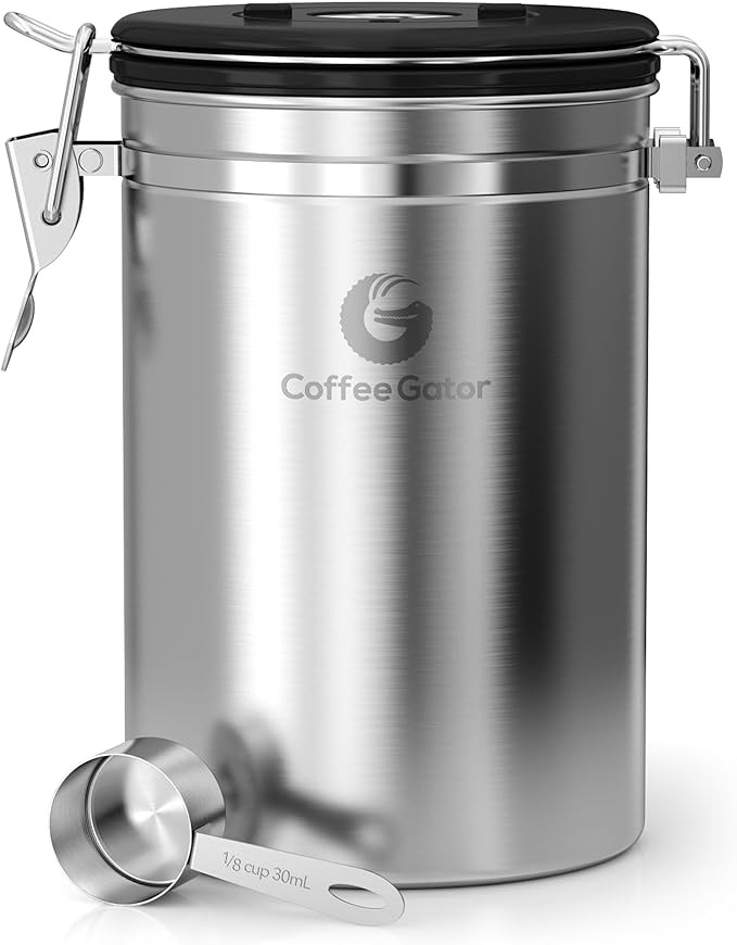 Coffee Gator Coffee Canister - 22oz, Airtight Stainless Steel Kitchen Food Storage Container with... | Amazon (US)