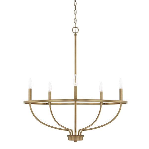 HomePlace Greyson Aged Brass 29-Inch Five-Light Chandelier | Bellacor