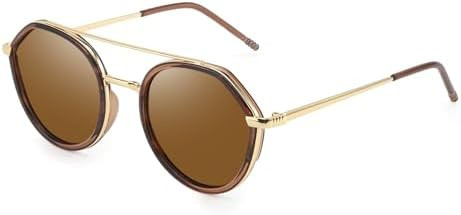 Retro Tangle Free Aviator Sunglasses for Women Trendy Round Frame 2026 Fashion Designer lady Shad... | Amazon (US)