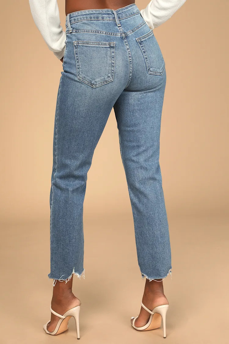 Roaming Wild Medium Wash High-Waisted Straight-Leg Jeans | Lulus (US)