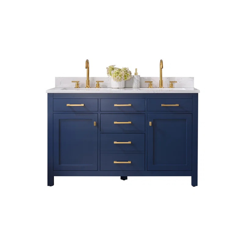 Ajhane 54'' Free-standing Double Bathroom Vanity with Engineered Stone Vanity Top | Wayfair North America