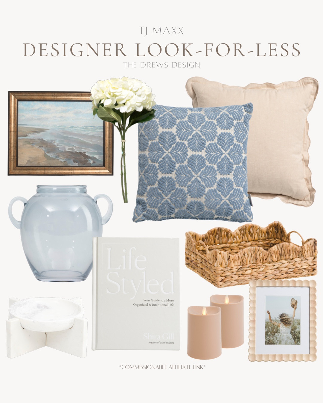TJ Maxx home finds include throw pillows, floral stems, wall art, vase, decorative bowl, basket, frame, pillar candles, and coffee table book.

Home decor, looks for less, home accents 

#LTKSaleAlert #LTKHome #LTKvlog