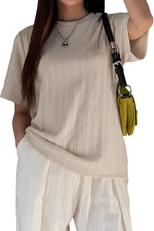 Milumia Women's Casual Short Sleeve T-Shirts Basic Solid Round Neck Tee Shirts Tops | Amazon (US)