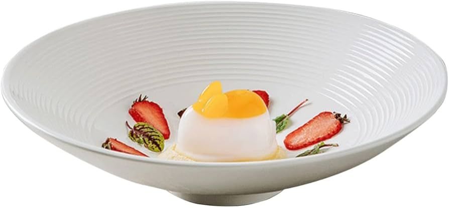 QHYFFS Japanese Style Ramen Bowl Retro Large Soup Bowl Porcelain Round Salad Bowl White Pasta Bow... | Amazon (US)