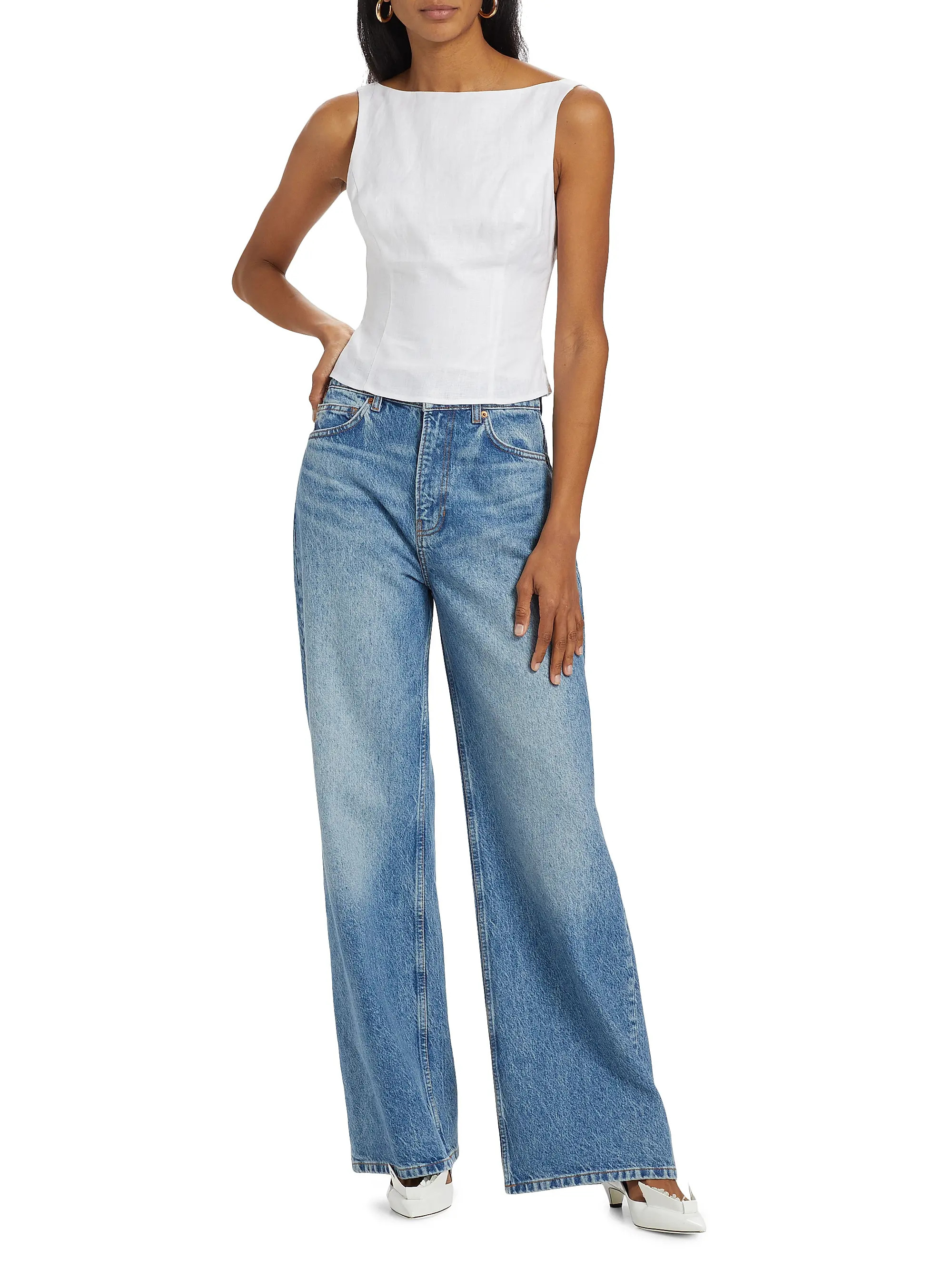 Cary High-Rise Wide-Leg Jeans | Saks Fifth Avenue