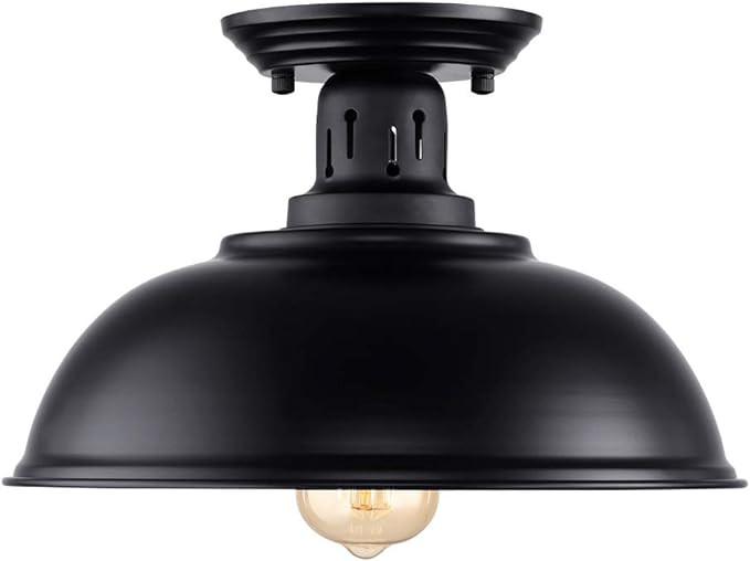HMVPL Semi Flush Mount Ceiling Light Fixture Farmhouse Black | Amazon (US)