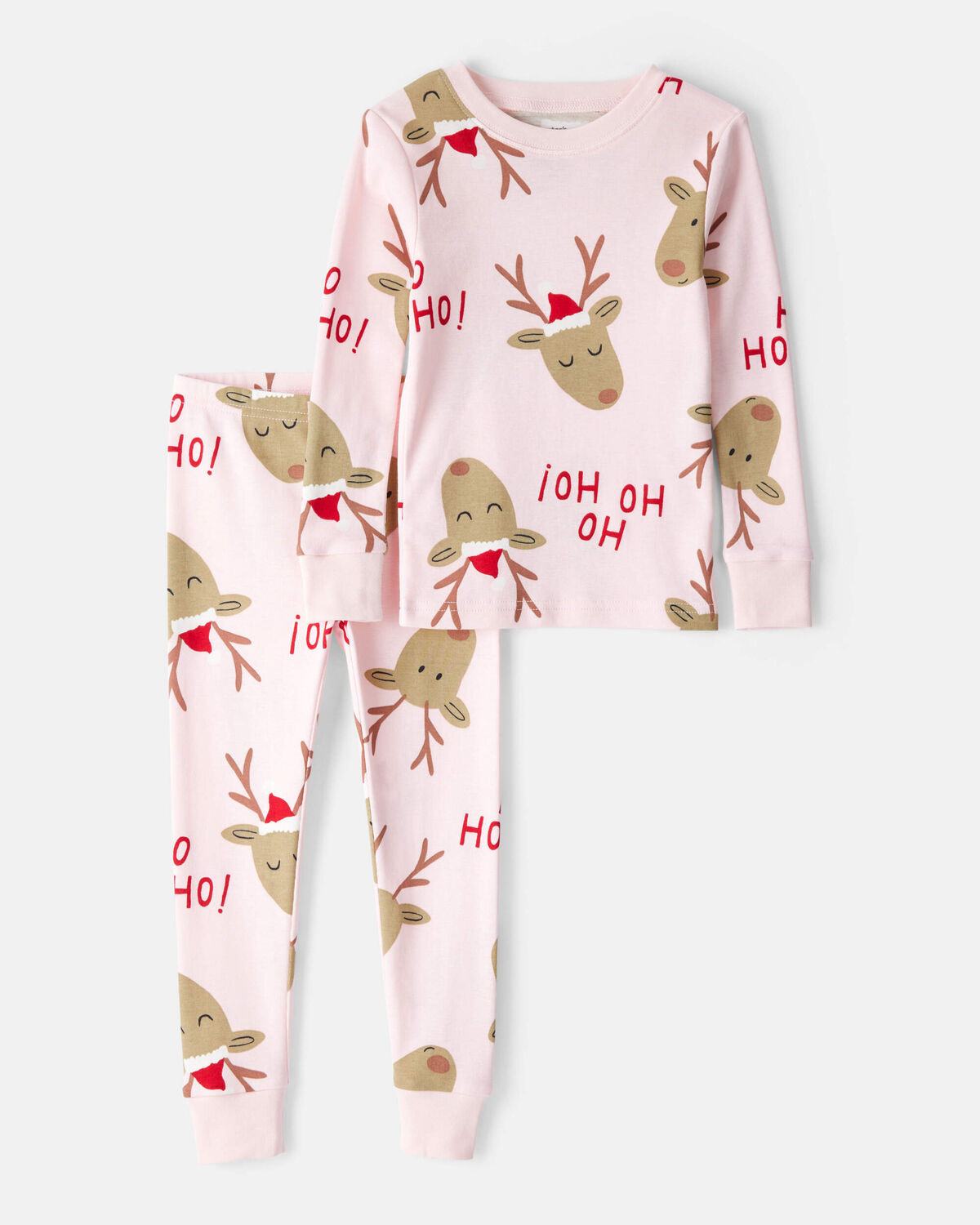 Toddler Reindeer 100% Cotton Snug Fit 2-Piece Pajamas - Pink | Carter's Inc