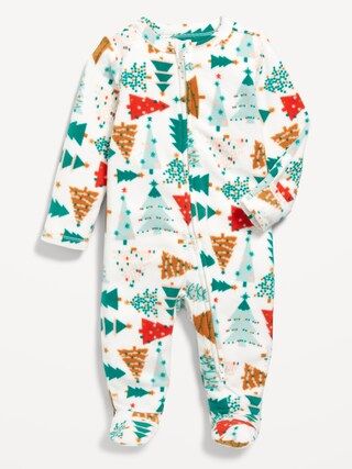 Unisex Sleep &amp; Play 2-Way-Zip Microfleece Footed One-Piece for Baby | Old Navy (US)