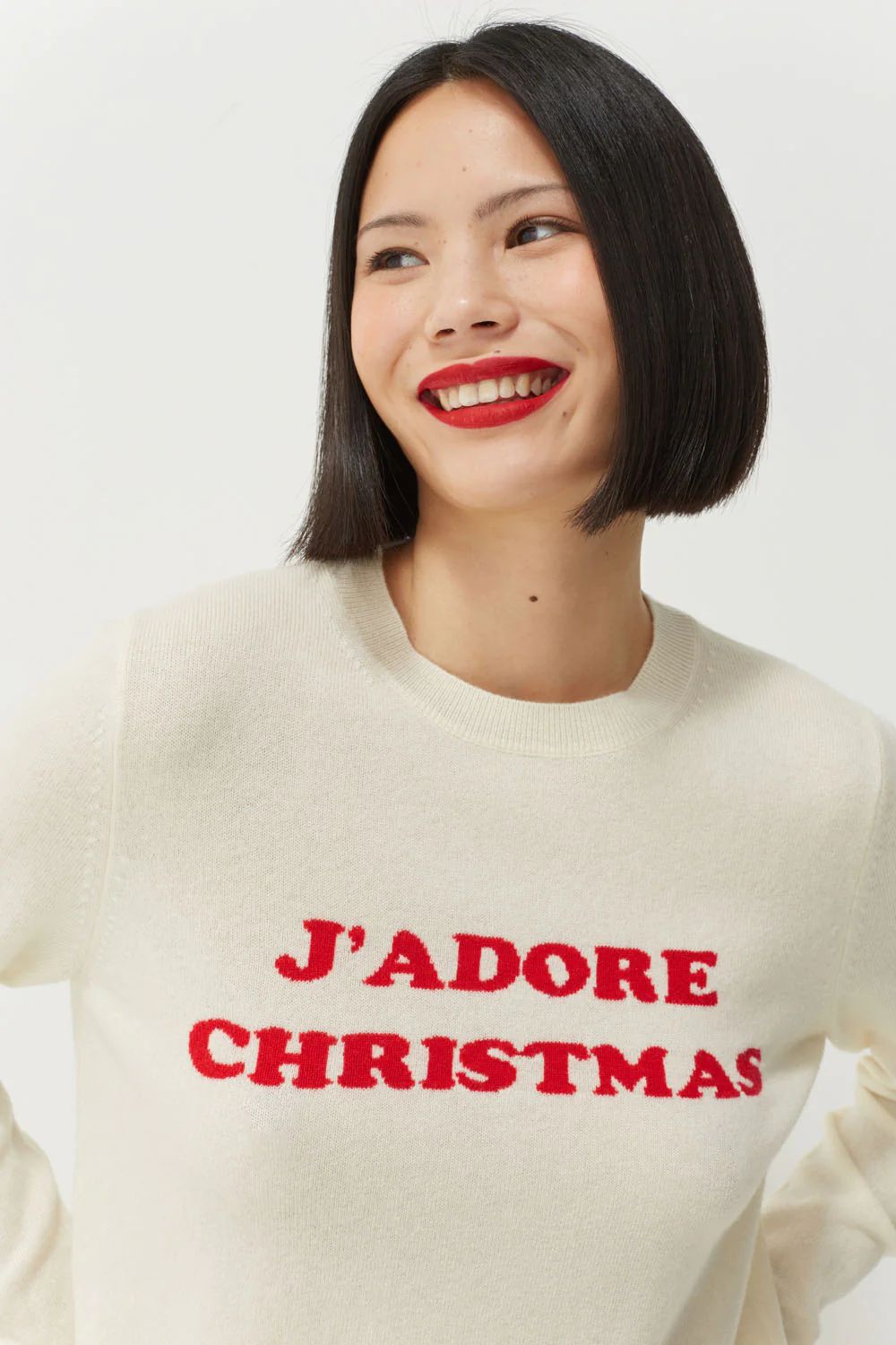 Cream Wool-Cashmere J'adore Christmas Sweater | Chinti and Parker