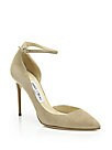 Jimmy Choo - Lucy 100 Suede Ankle-Strap Pumps | Saks Fifth Avenue