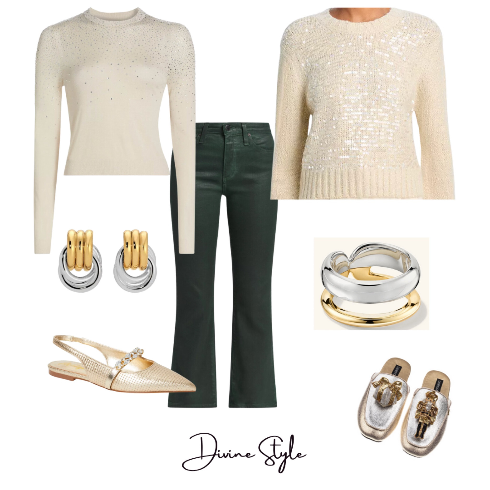 Holiday casual outfits~ embellished sweater or top with jeans and unique flats or mujes.

#LTKGiftGuide #LTKStyleTip #LTKHoliday