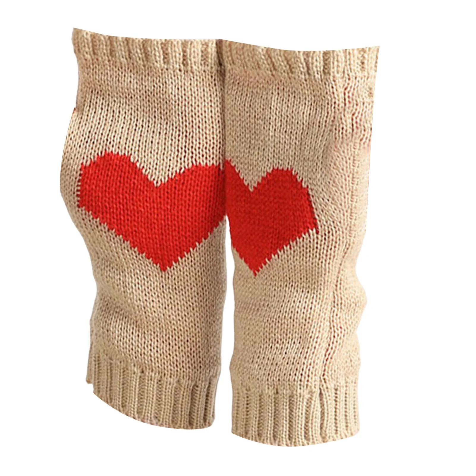 Bluethy 1 Pair Touch Screen Ribbed Trim Thumbhole Knitted Gloves Women Winter Love Heart Print Fi... | Walmart (US)