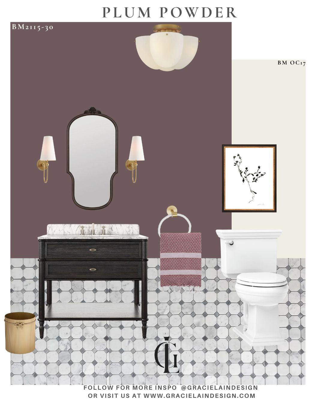 Moody, magnetic, and made to linger. ✨
This sultry smoky plum powder room is where classic marble floors meet deep brass accents and a satin black vanity that grounds the space. Botanical art brings a quiet romance, while an intricate mirror and soft linens layer in texture and softness. It’s elegant, a little mysterious, and undeniably interesting—the kind of room that turns a quick refresh into a moment.
Designed to surprise, styled to stay with you.
See more and step inside the full story at gracielaindesign.com.
#PowderRoomPerfection #MoodyInteriors #PlumInteriors #LuxuryDesign #ClassicWithAnEdge #BrassDetails #BlackVanity #BotanicalArt #ElegantSpaces #InteriorInspo #DesignDetails #GracielaInDesign 

 #LTKmorningroutine #LTKHome #LTKSaleAlert