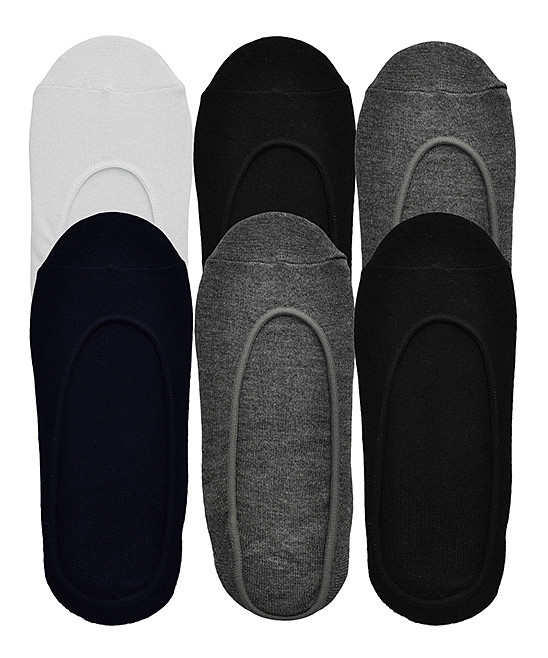 Angelina Men's Socks Black, - Gray & Black No-Show Six-Pair Socks Set - Men | Zulily