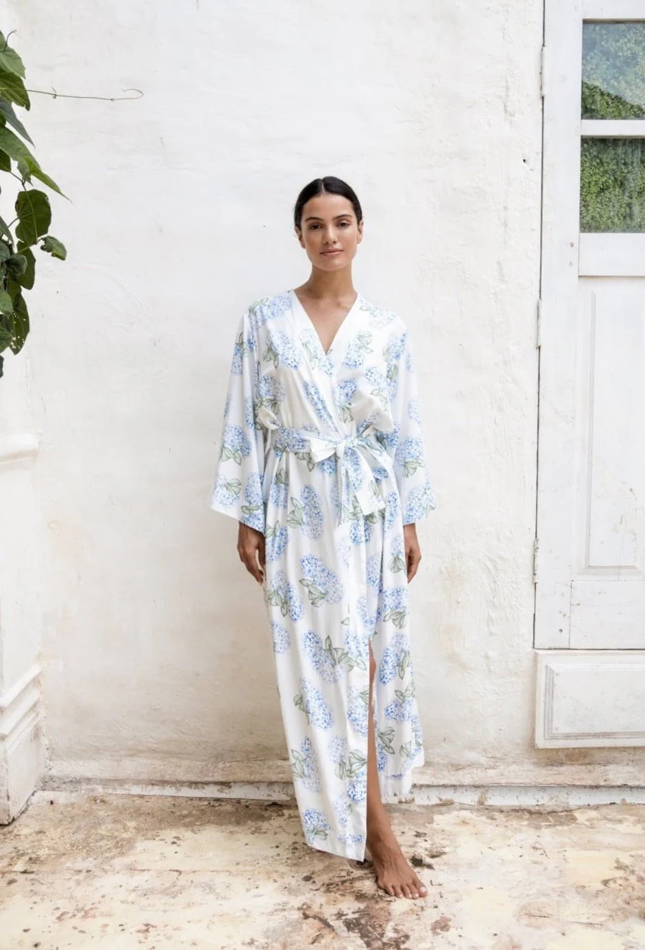 Alice Kimono Robe - Long - Hydrangea Blue | Piyama US