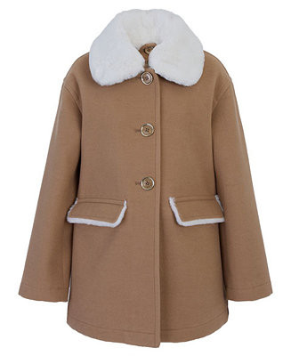 Big Girls Faux Wool Collar Jacket | Macy's